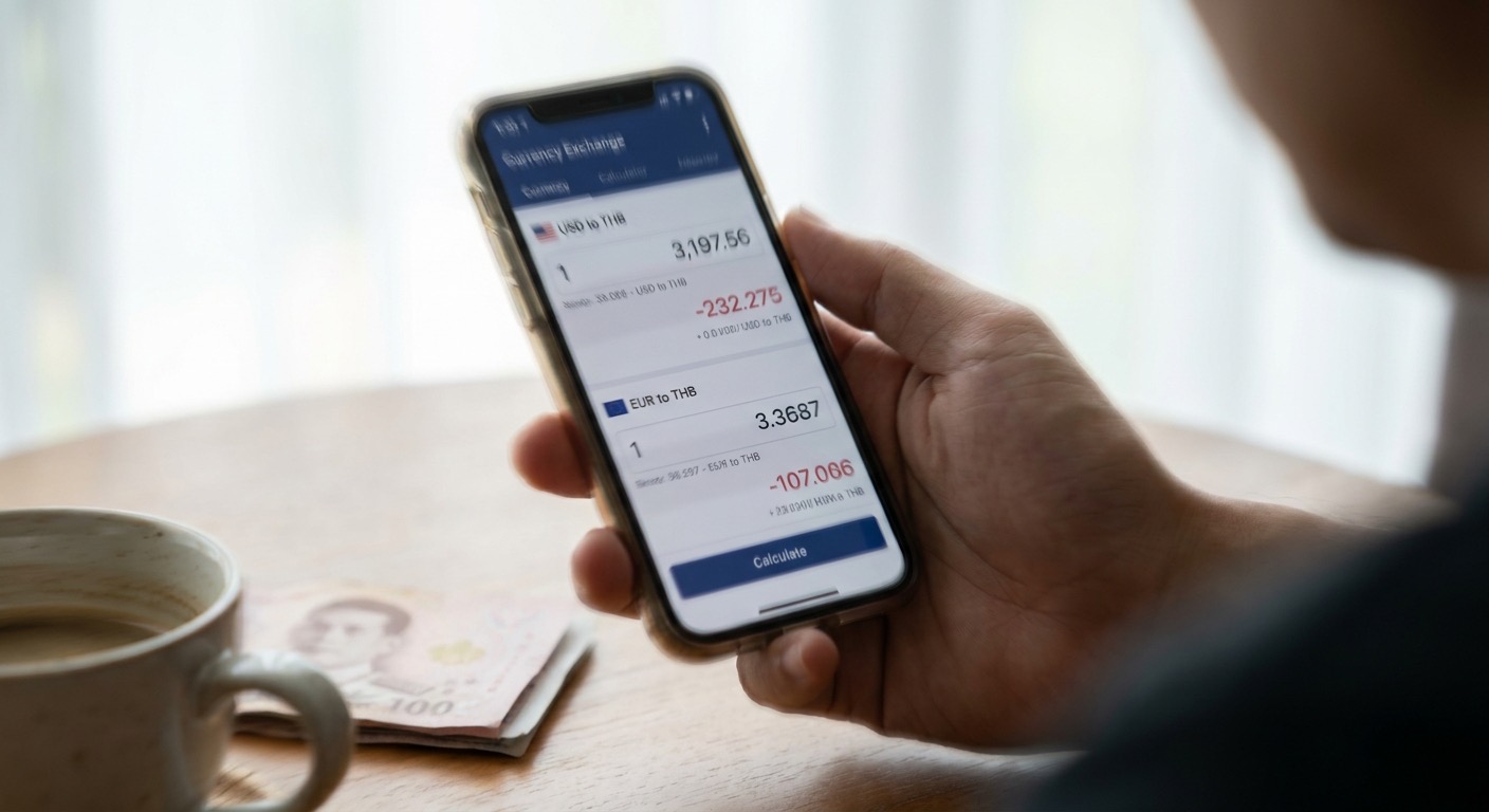 Курс валют на экране смартфона меняется в реальном времени